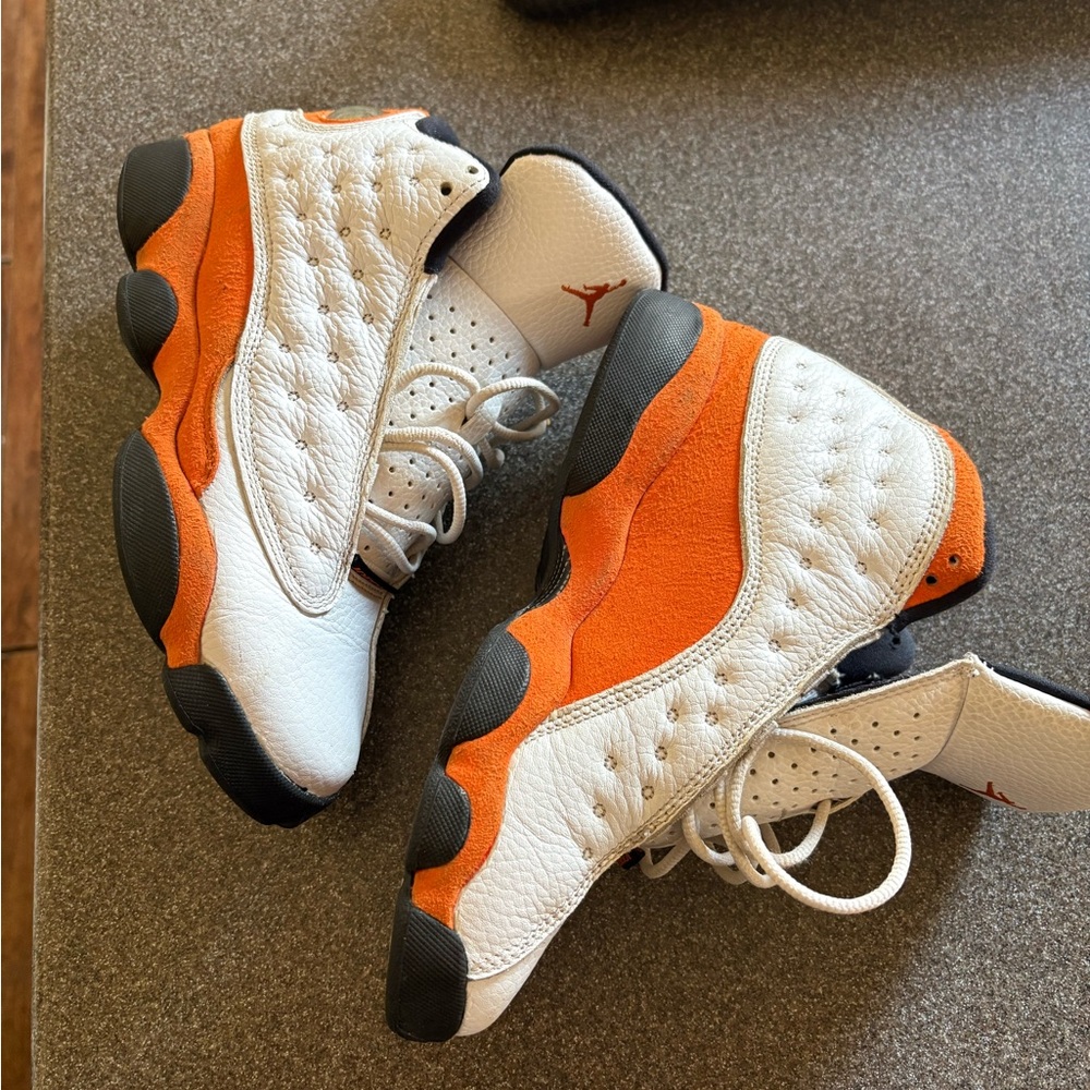 Jordan Kids White and Orange Sneakers